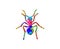 Illustration of a spider composed of colorful puzzle pieces on a white background