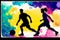 An illustration of a sport game. Soccer, Football, hockey, basketball, ice skating. Generative AI