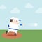 Illustration of sport man is throwing the ball in baseball match
