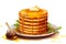 illustration of a stack of pancakes with honey. Generative AI