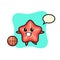 Illustration of starfish cartoon is playing basketball