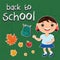 illustration stickers back to school.With a child, backpa