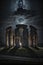 illustration, Stonehenge at night with spectacular lighting, generative ai