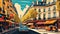 illustration of the streets of Paris in the 70\\\'s