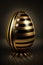 Illustration of Striped Gold and Black Easter Egg. Stylish rich egg with various stripes of gold and black on a dark background.