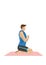 Illustration of a strong man practicing yoga with a kneeling prayer pose.