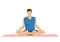 Illustration of a strong man practicing yoga with a lotus pose.