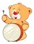 Illustration of a Stuffed Toy Bear Cub Drummer. Cartoon Character