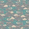 Illustration of stylized, abstract, coral, beige, turquoise clouds