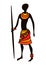 Illustration of stylized African male hunter warrior.