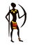 Illustration of stylized African male hunter warrior.