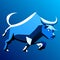 Illustration of a stylized bull on a blue background, vector illustration Generative AI