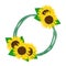 Illustration of sunflowers wreath in digital watercolor style