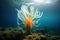 illustration of surreal underwater algae flowers. Generative AI