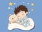 Illustration of Sweet Dreams - Baby Sleeping with Teddy Bear