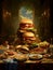 Illustration - a table full of food starring a hamburger