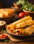 Illustration of a tasty plate of tamales on a table, prepared in the typical style of Mexican cuisine