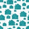 Illustration teal and white house pattern background that is seamless