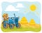 illustration of a teddy bear tractor driver.