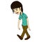 Illustration of teenage boy walking felling sad