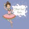 Illustration template with text and beautiful brunette ballerina girl dancing