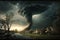 illustration of a terrible storm with incredibly beautiful giant tornado