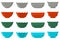 Illustration on theme big colored set different types bowl