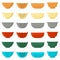 Illustration on theme big colored set different types bowl