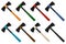 Illustration on theme big kit steel axes with wooden handle