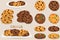 Illustration on theme big set different biscuit, kit colorful cookie