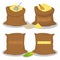 Illustration on theme big set different types sacks filled raw product corn flour