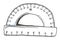 illustration on the theme of the school. protractor Instrument for constructing, measuring angles. Simple half-disc. Isolated
