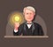 Illustration of Thomas Alva Edison inventor of light bulb and electric power generator concept in cartoon illustration vector