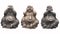 Illustration of three Buddha statues in a pose of three wise monkeys