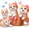 illustration of three cute and adorable kittens on white