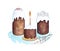 Illustration of Three Easter Cakes with Candles and Willow