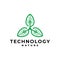 Illustration of a three leafs with a techno style. good for environmental technology or any business related to nature and