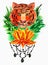 Illustration tiger art with Lotus flower