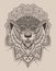 illustration tiger head with antique engraving mandala style