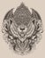 illustration tiger head with antique engraving ornament style