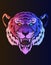 illustration tiger head with neon color