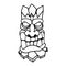 Illustration tiki statue in monochrome style. Design element for logo, label, sign, poster, card.