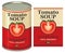 Illustration of a tin can with label tomato soup