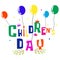 Illustration to Children`s Day with balloons, bugs and branches. Vector illustration.