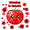 Illustration of a tomato on a white background.PICTURES FOR TRAINING KIDS VEGETABLES.Have an idea tomato character cartoon