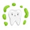 Illustration of tooth with bacteria in mouth.