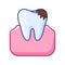 Illustration of tooth decay. Dentistry and health care icon. Stomatology medical item.