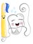 Illustration tooth, toothbrush and floss, dentistry, clean teeth.