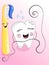Illustration tooth, toothbrush and floss, dentistry, clean teeth.