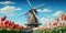 Illustration of a traditional Dutch windmill